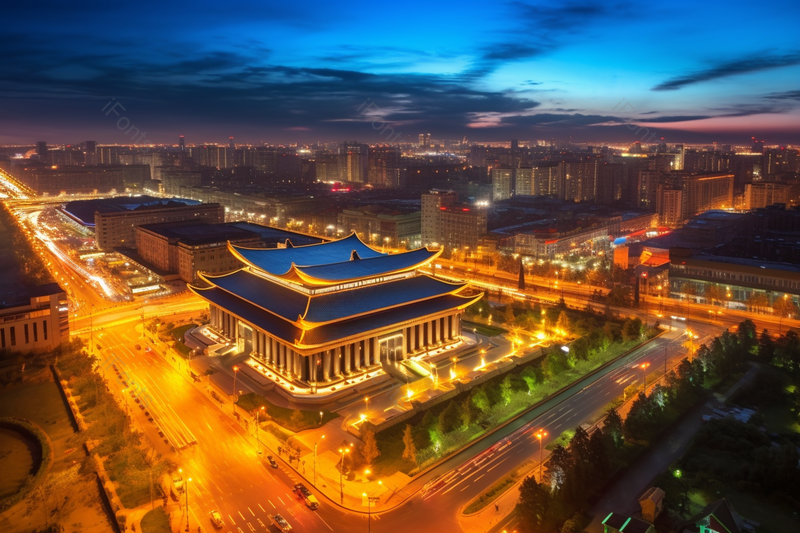 夜晚灯光璀璨华丽的历史悠久的古代建筑物,高清,摄影图,摄影图片,图片大全,摄影图免费下载